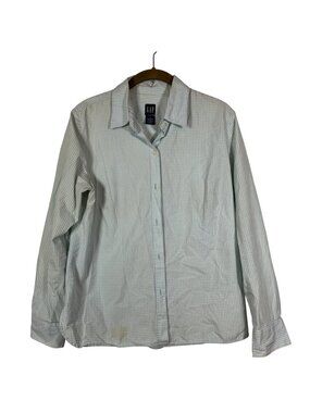Gap Medium Light Blue Gingham Long Sleeve Button Down Preppy Classic Academia